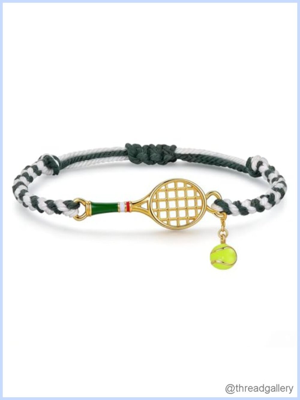 Tennis Racket Bracelet Adjustable Braided Rope Sport Jewelry